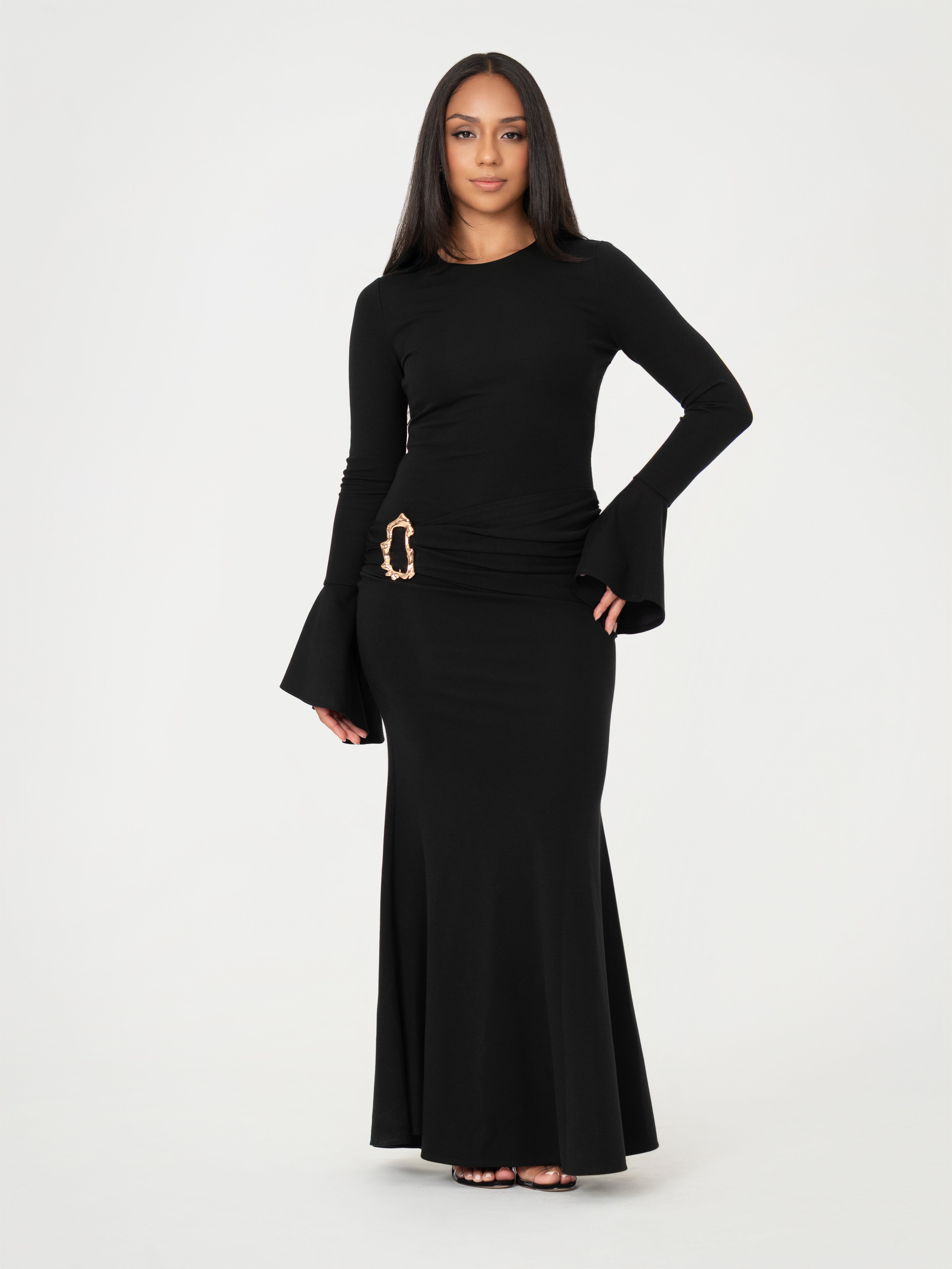 Jasmine Maxi Dress with Gold Buckle