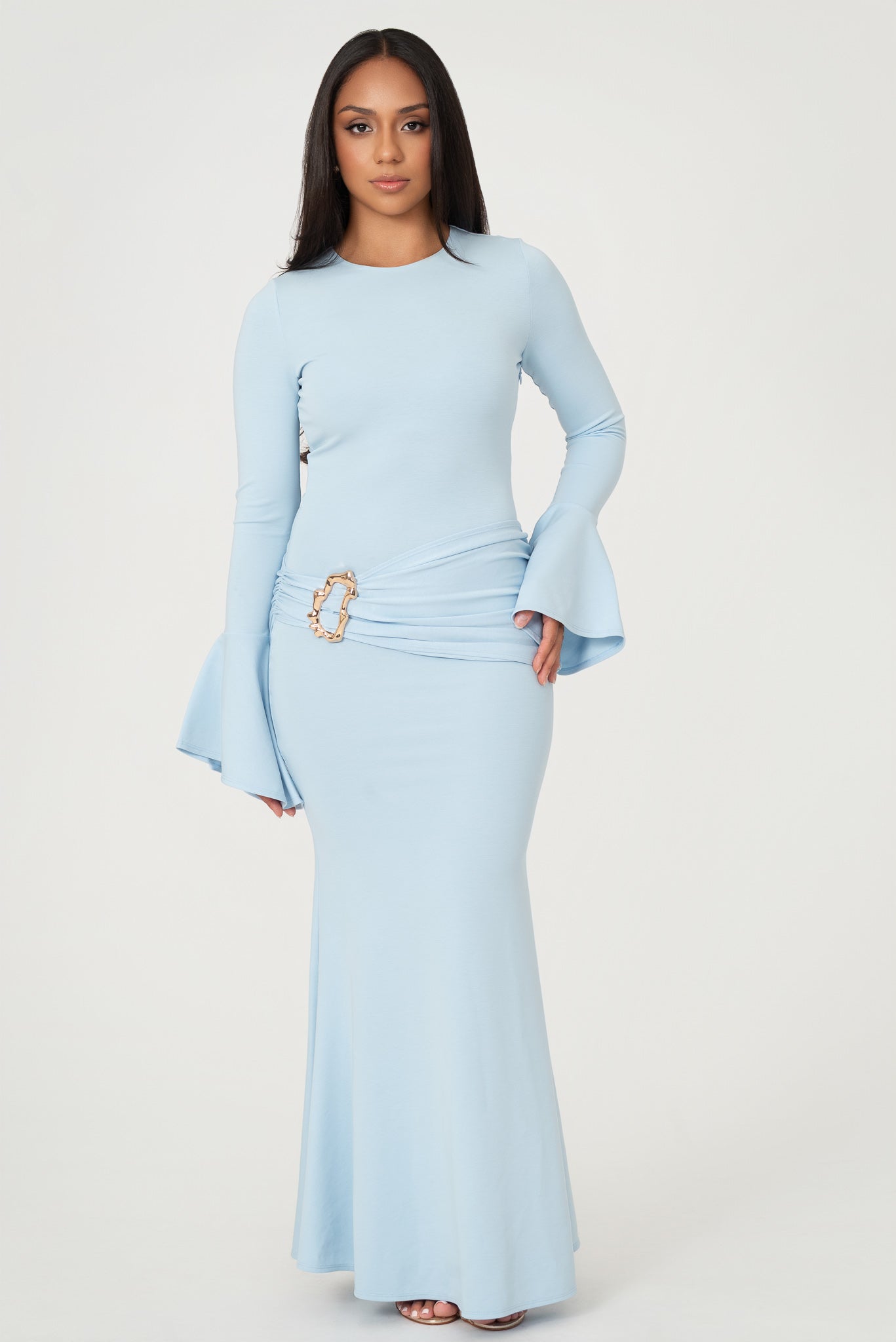 Jasmine Maxi Dress with Gold Buckle
