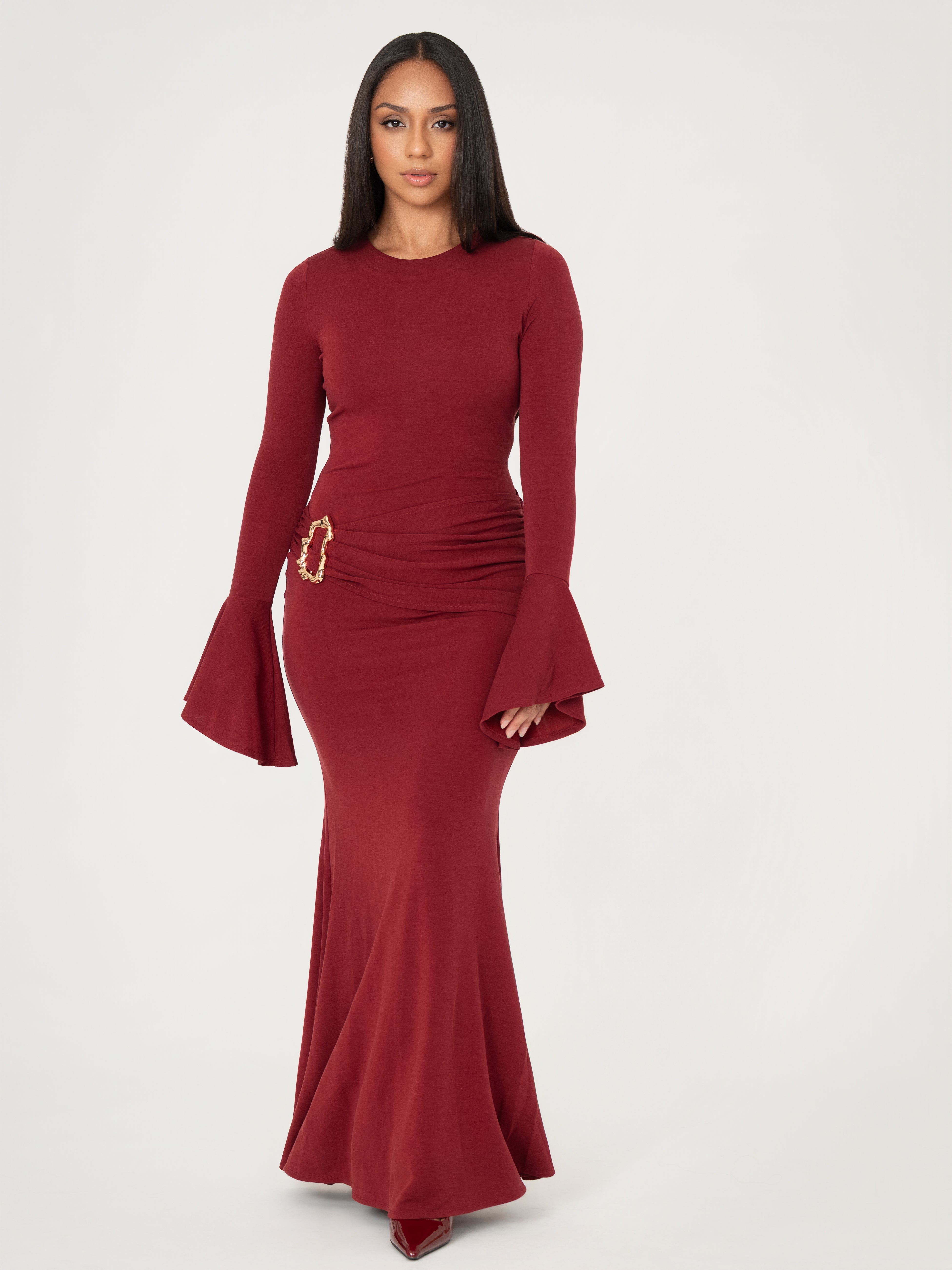 Jasmine Maxi Dress with Gold Buckle